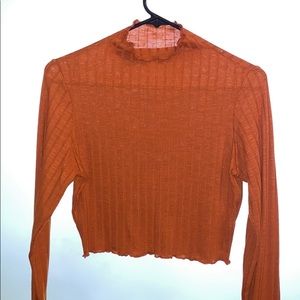 Long Sleeve Orange Crop Top